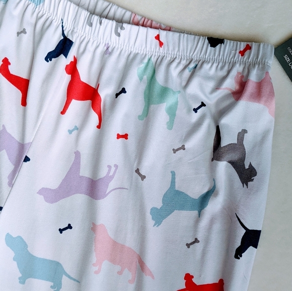 Pj Couture Best Friend Dog Print PJ Set Sleeveless Top Pants Dark Rose L NWT - Picture 6 of 9